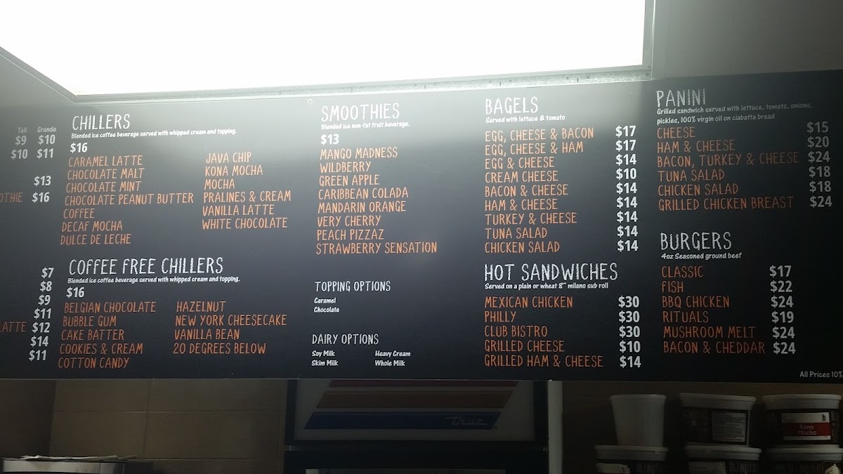 Rituals Cafe menu board