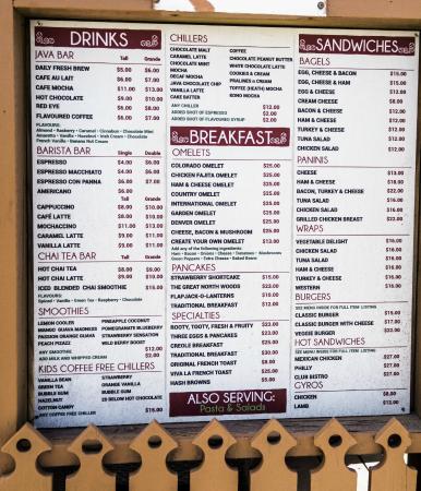 Rituals Cafe menu board