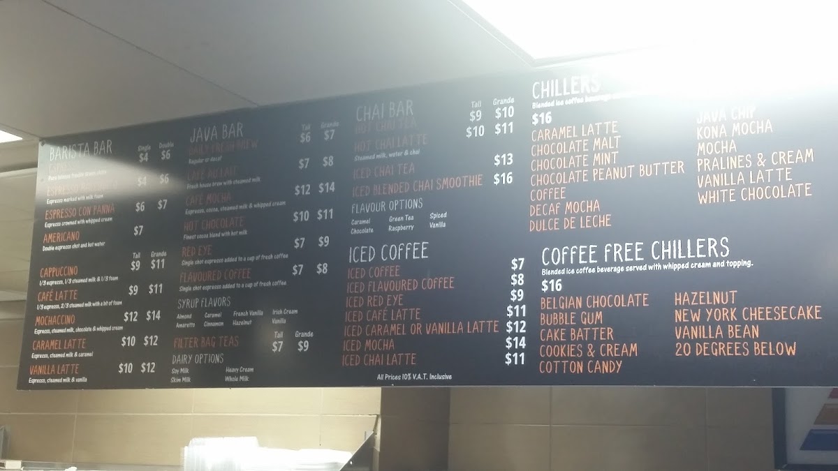 Rituals Cafe menu board