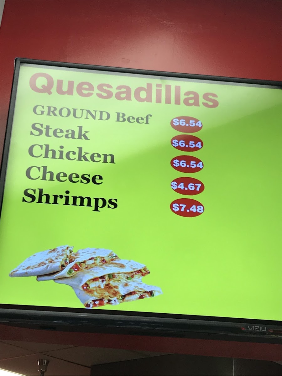 Fire Tacos menu board
