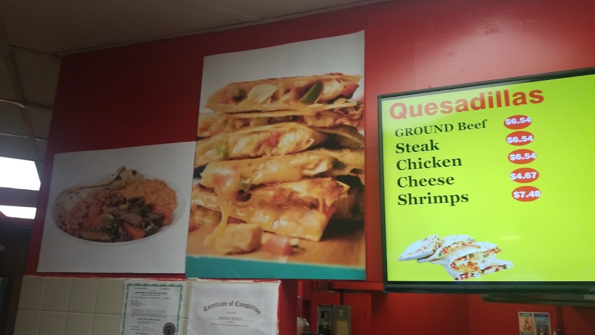 Fire Tacos menu board
