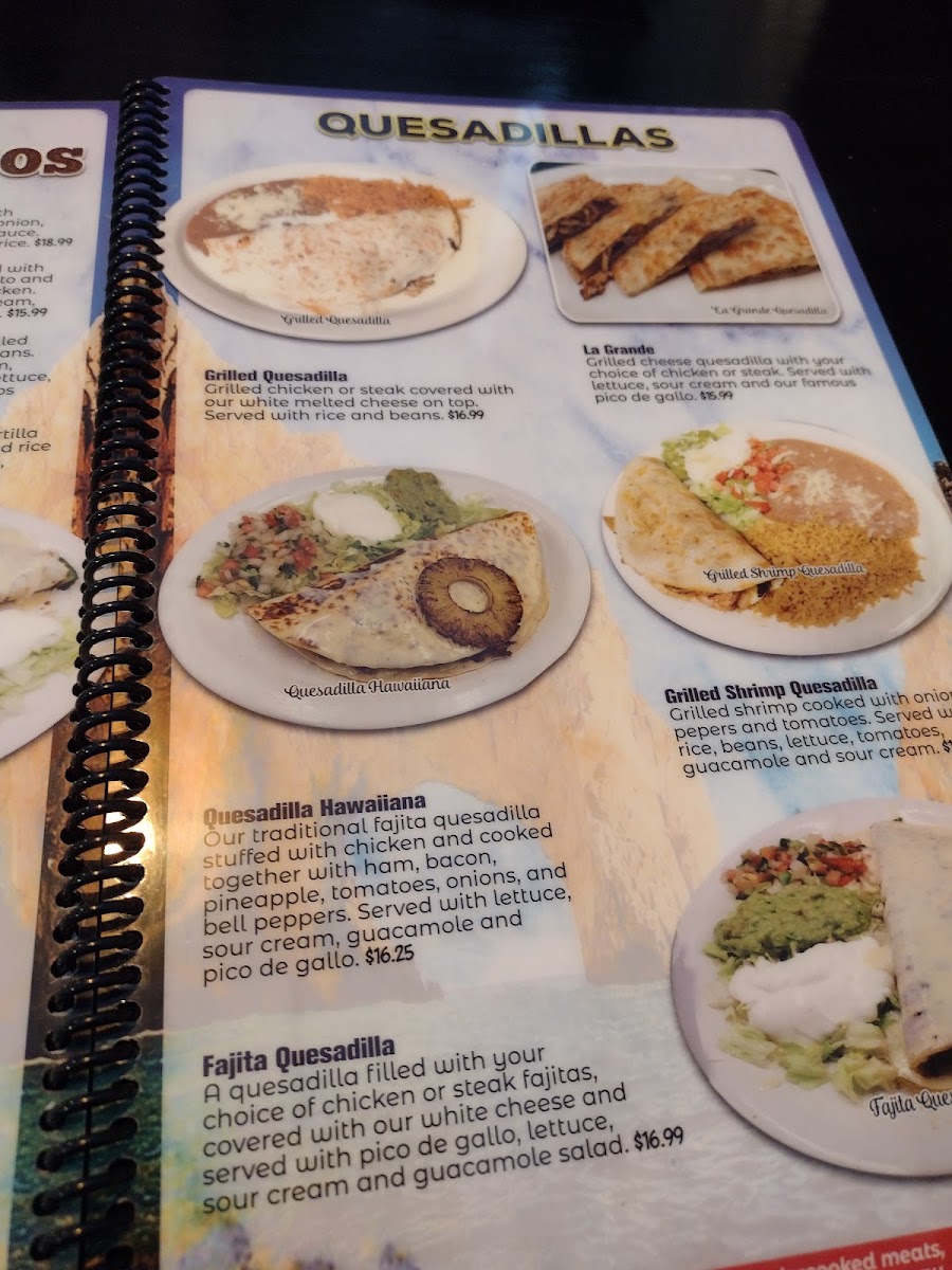 El Cabos Mexican grill and bar menu board