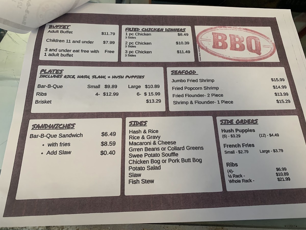 Laneys Pit Stop menu board