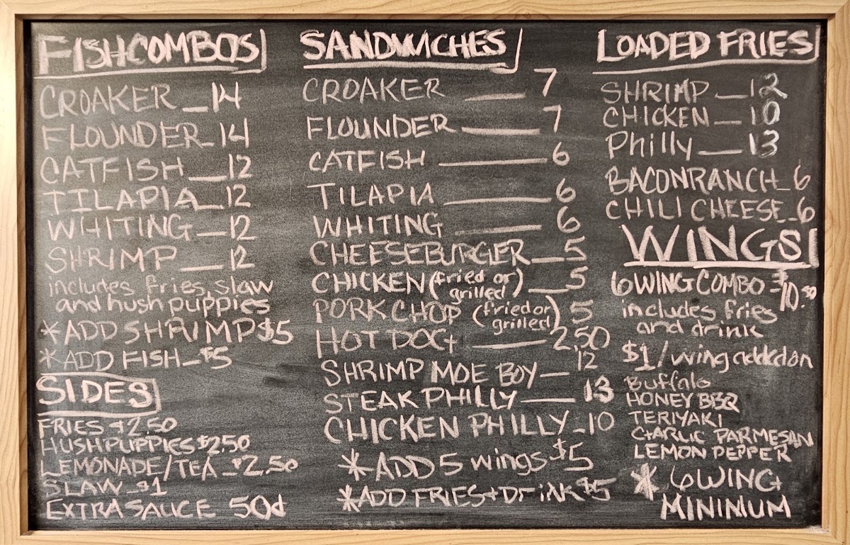 Cook's Grill menu board