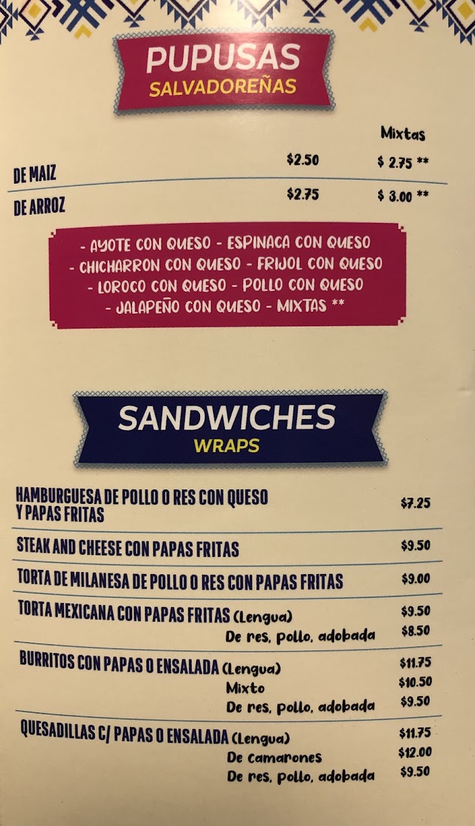Antojito's Restaurant menu board