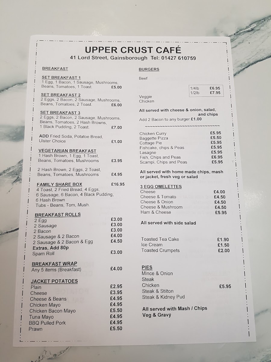 Upper Crust Gainsborough by Barbara menu board