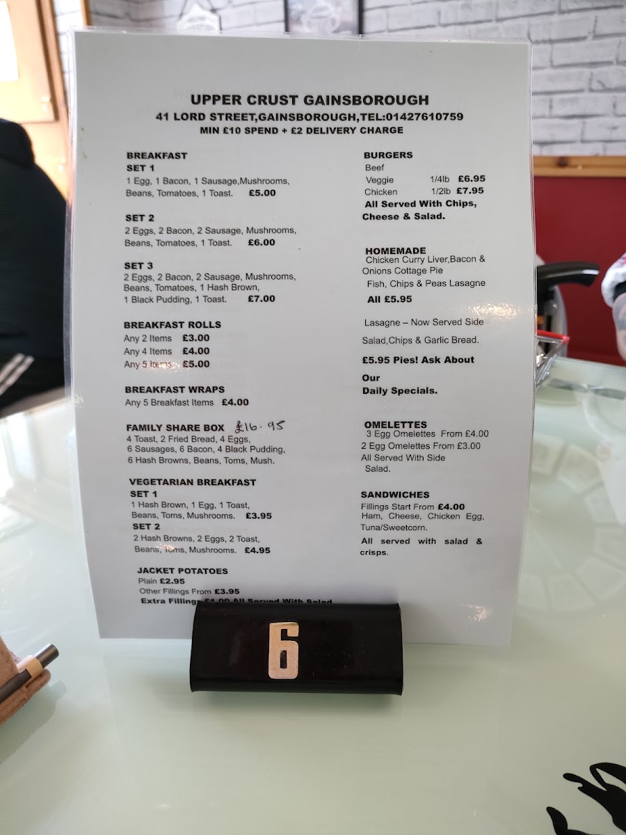 Upper Crust Gainsborough by Barbara menu board