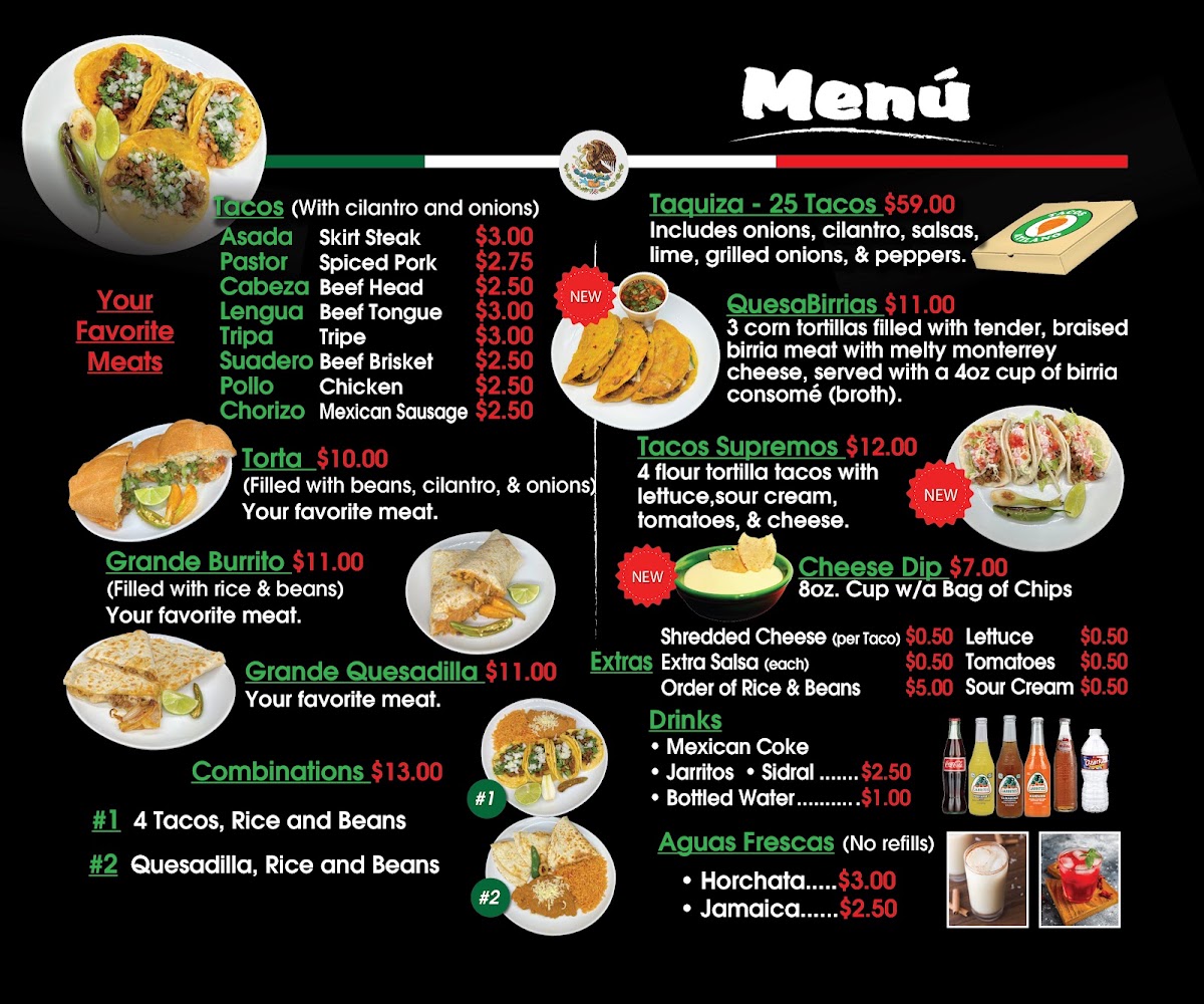 Tacos Atilano - Stagecoach menu board