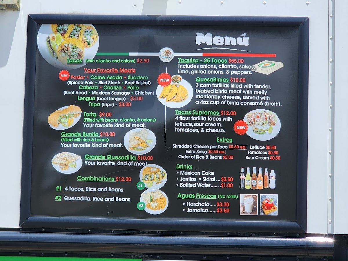 Tacos Atilano - Stagecoach menu board