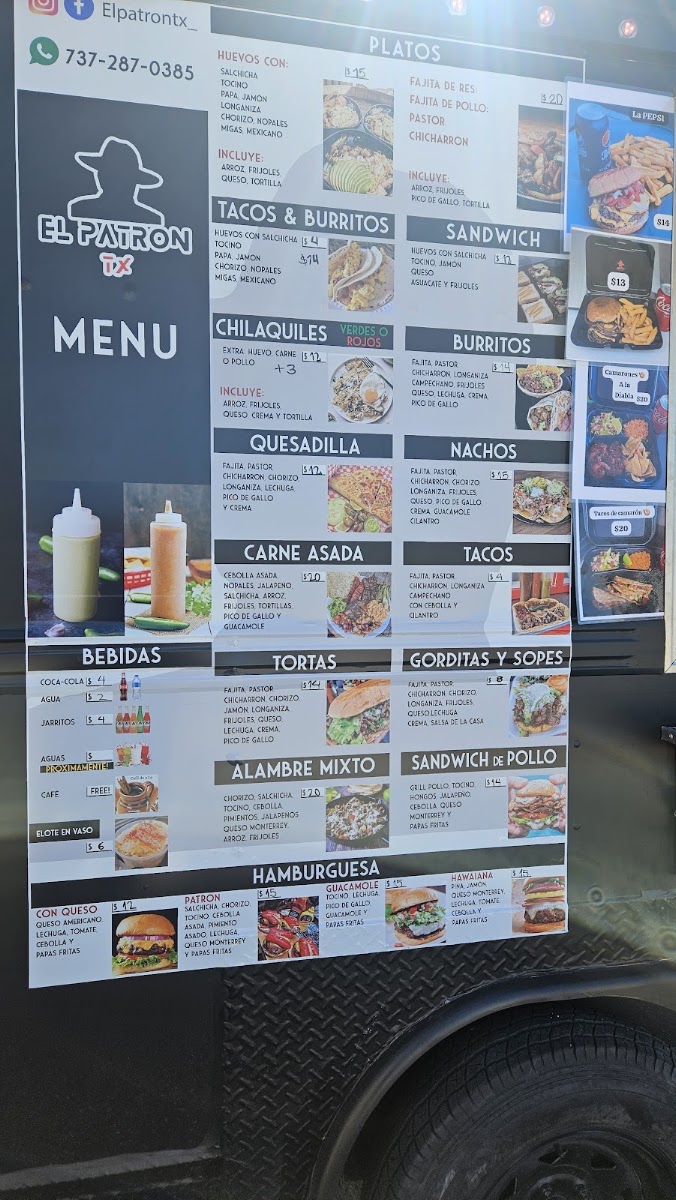 El Patron Tx menu board