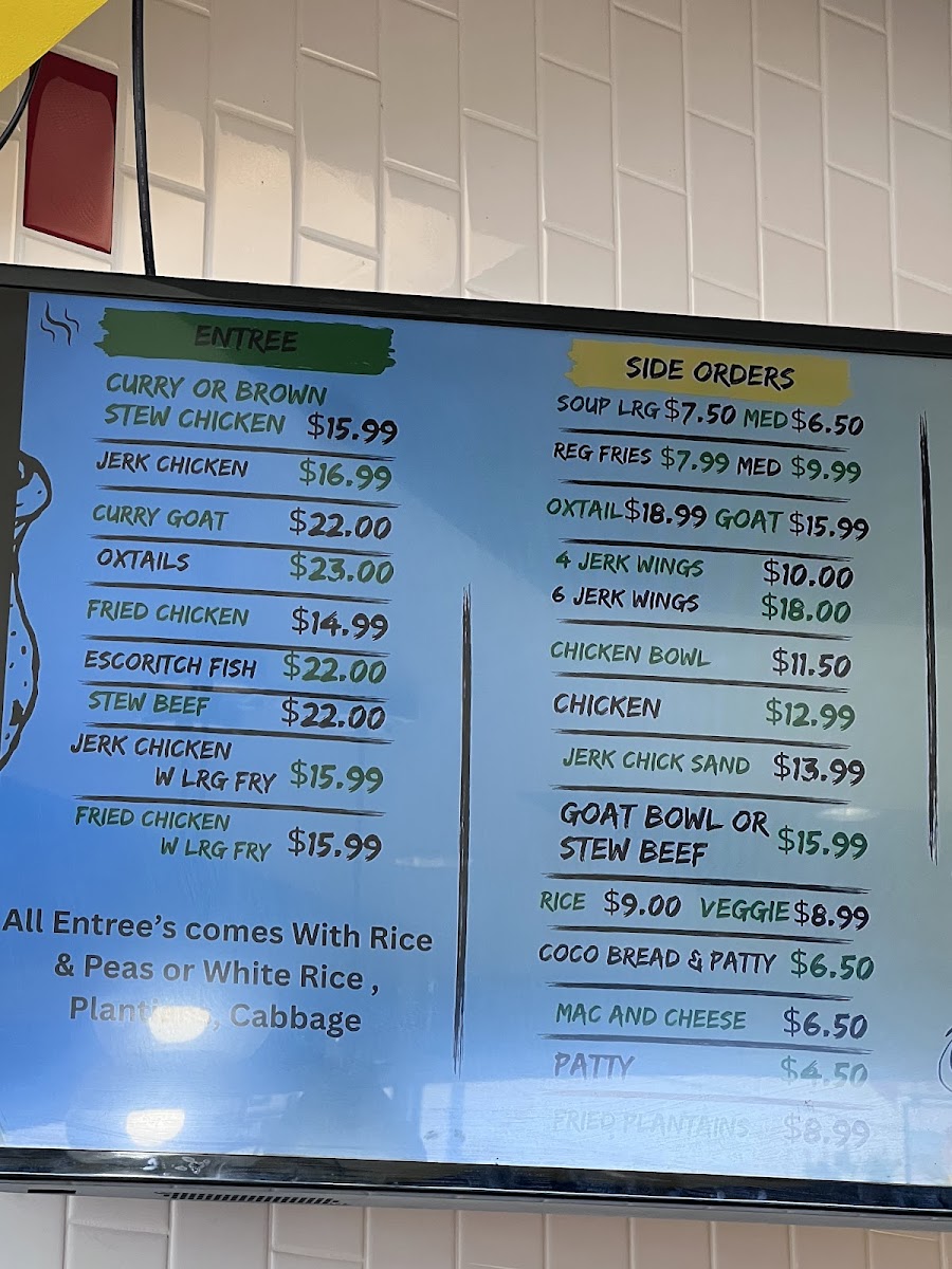 Sunday Best Jamaican Cuisine menu board