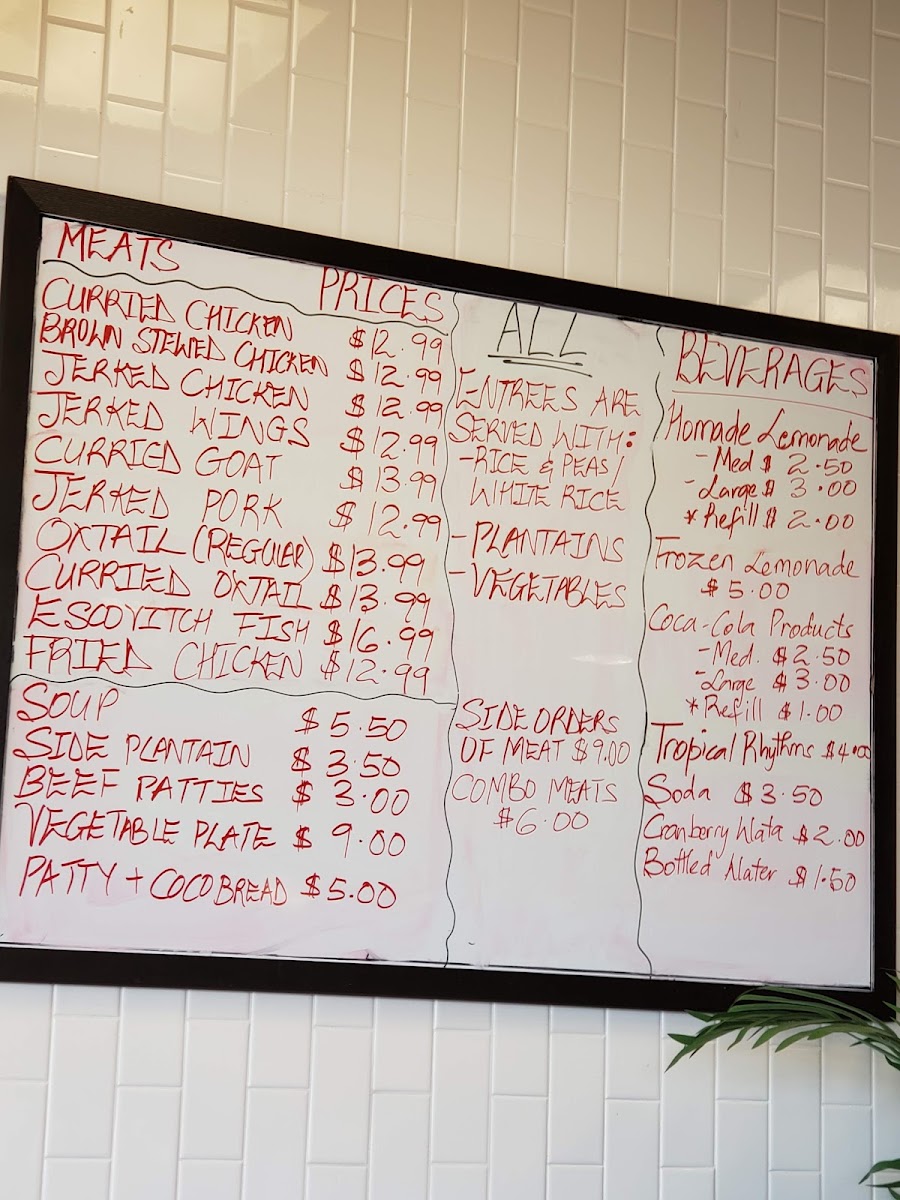 Sunday Best Jamaican Cuisine menu board