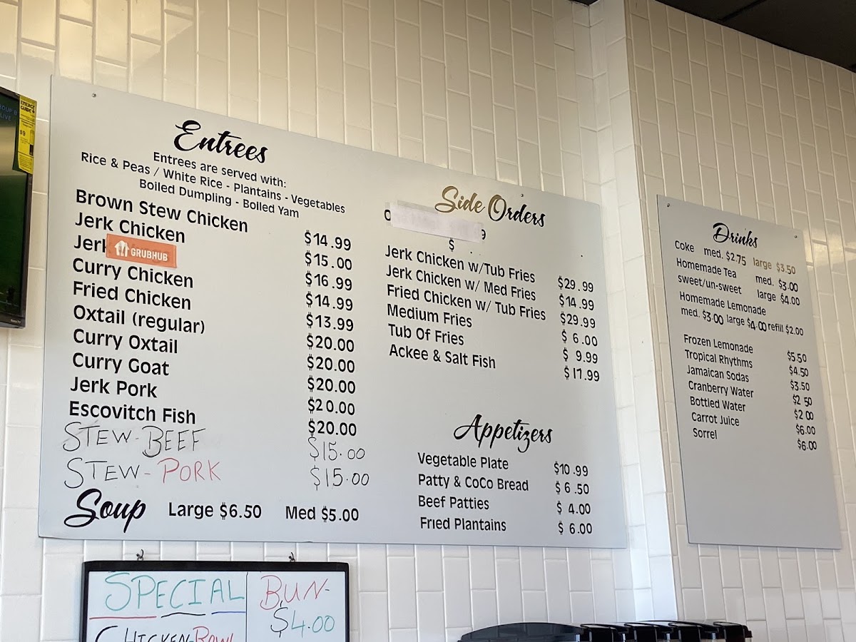 Sunday Best Jamaican Cuisine menu board