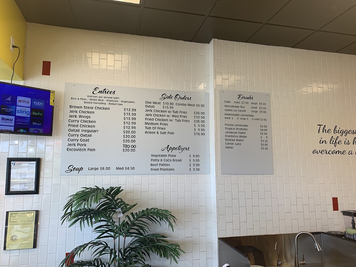Sunday Best Jamaican Cuisine menu board