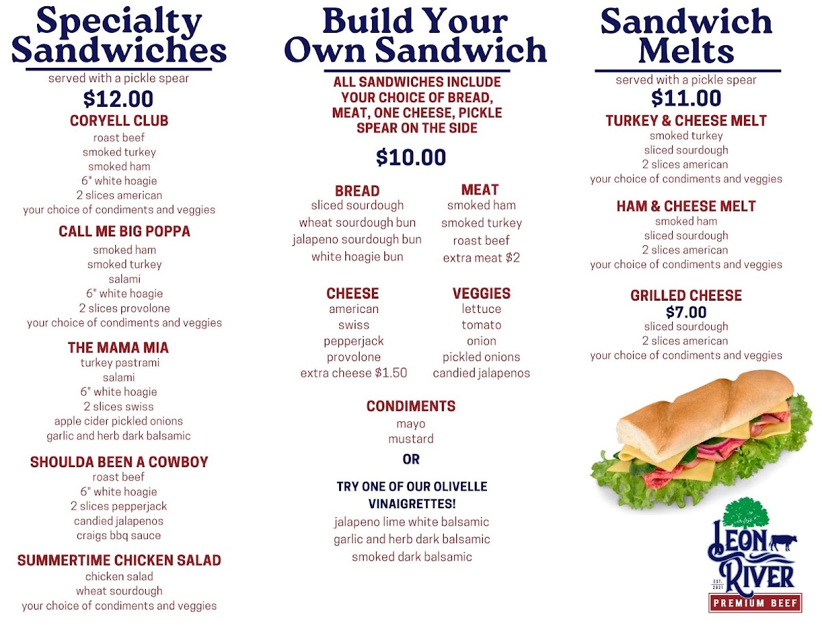 Leon River Premium Beef menu board