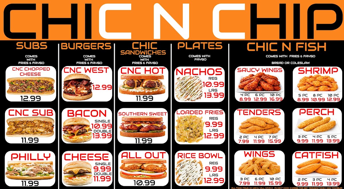 Chic N Chip menu board