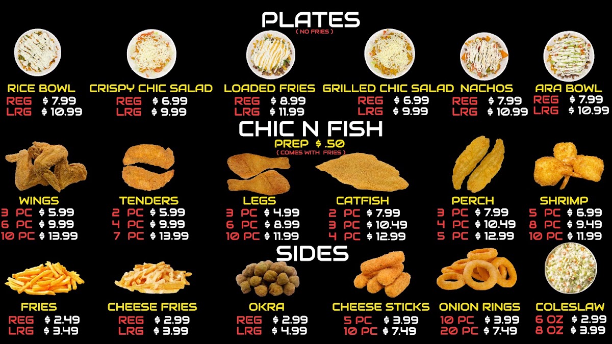 Chic N Chip menu board