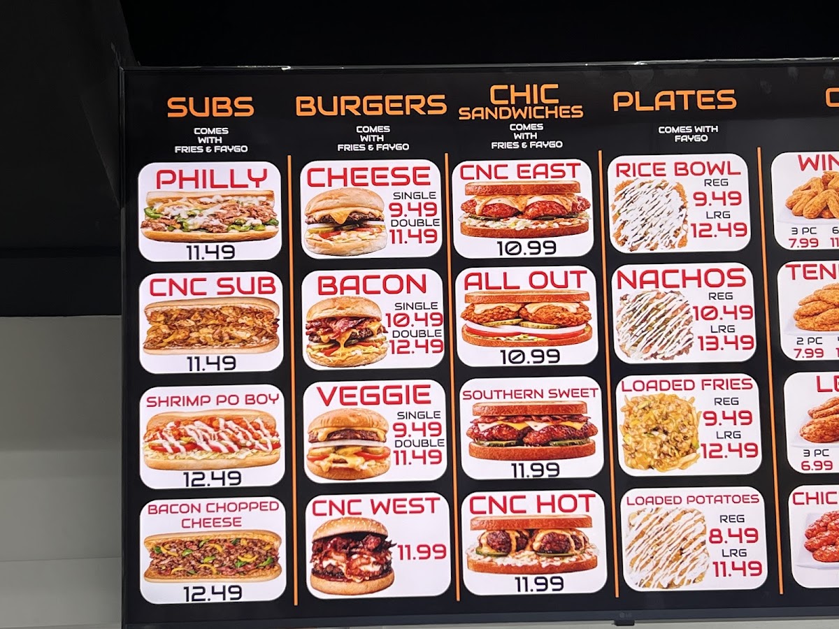 Chic N Chip menu board