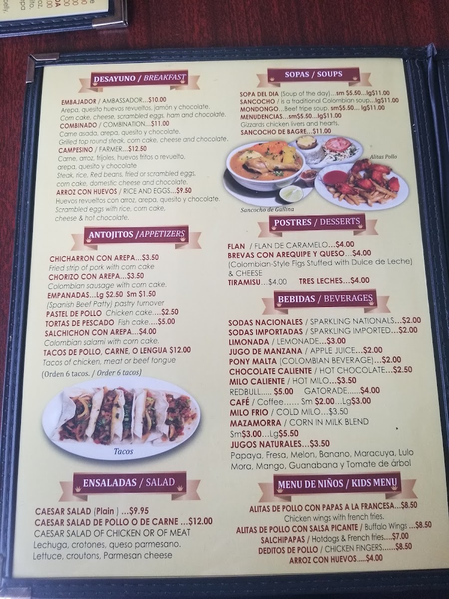 La Terraza Restaurant Bar menu board