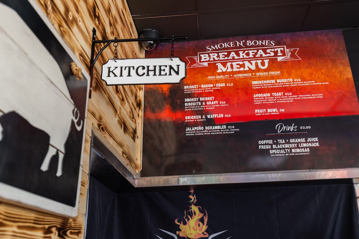 Smoke N’ Bones BBQ menu board