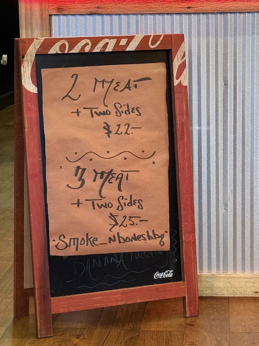 Smoke N’ Bones BBQ menu board