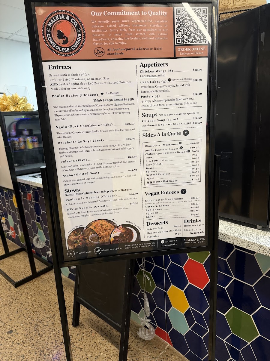 Malkia & Co.Gourmets menu board