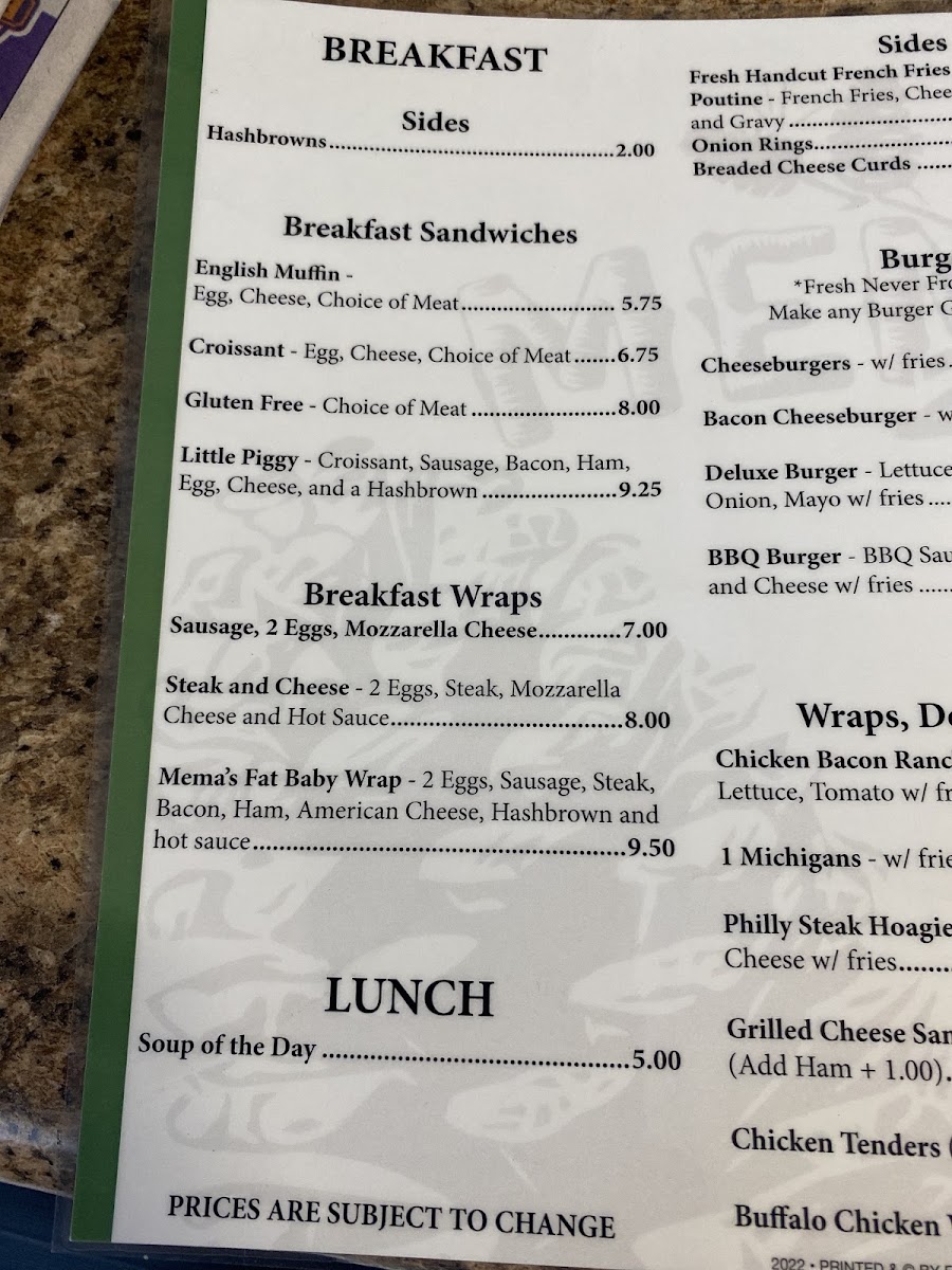 Memas menu board