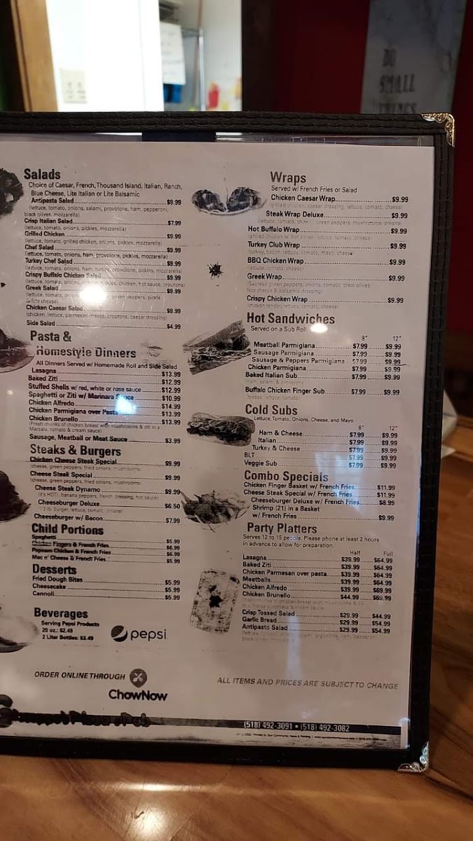 Giuseppe's Pizza & Pub menu board