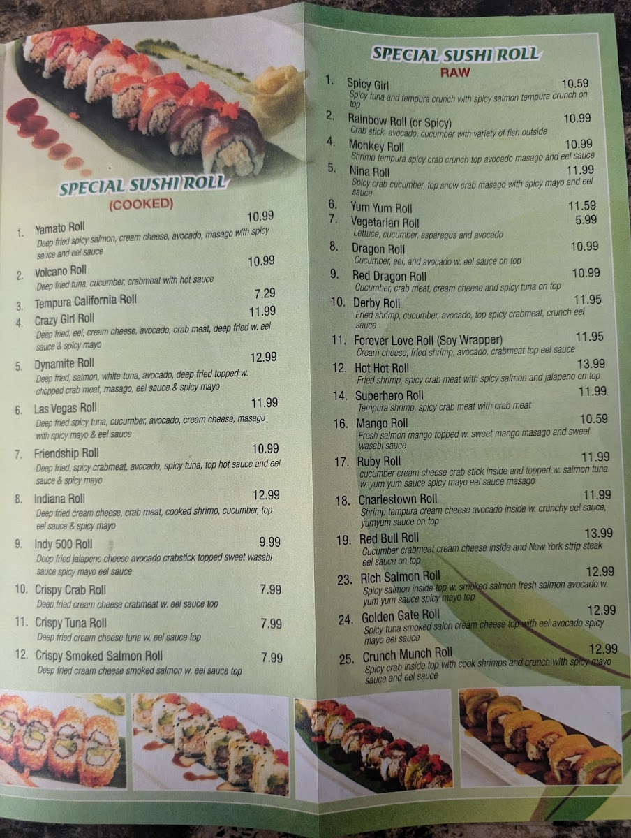 Wasabi Schroon Lake menu board