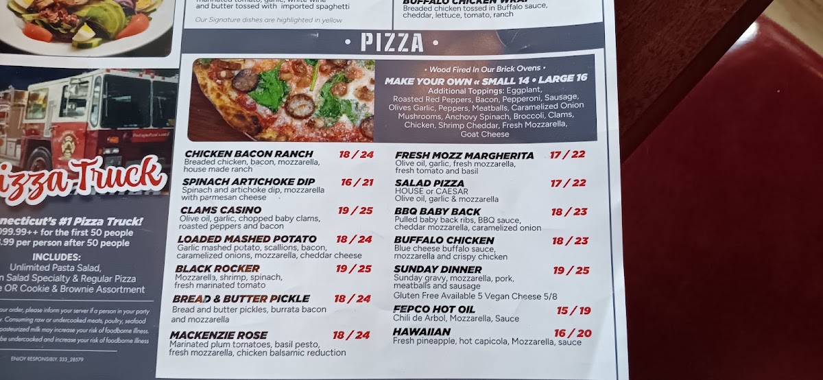 Fire Engine Pizza Co. 2 menu board