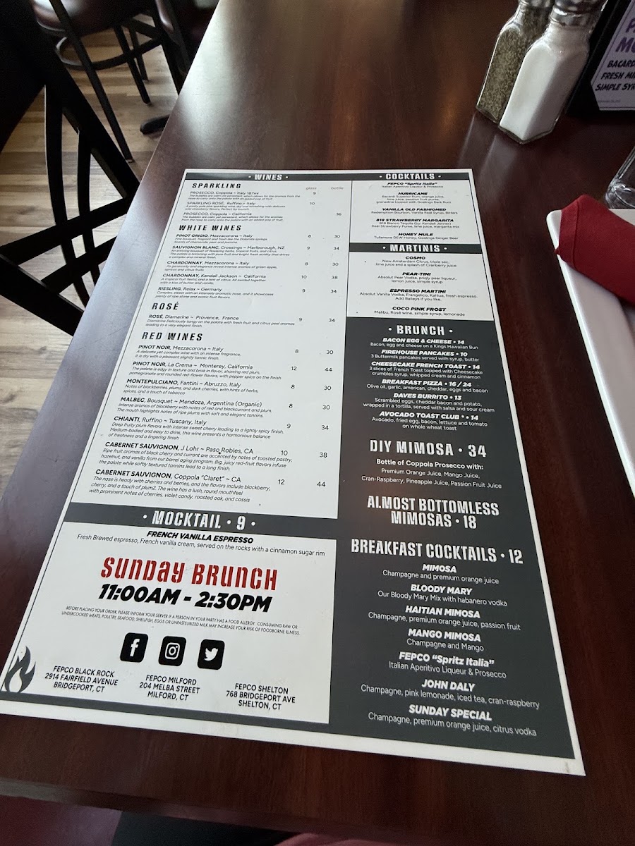 Fire Engine Pizza Co. 2 menu board