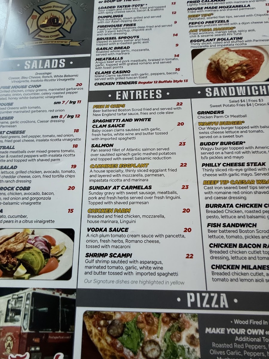Fire Engine Pizza Co. 2 menu board