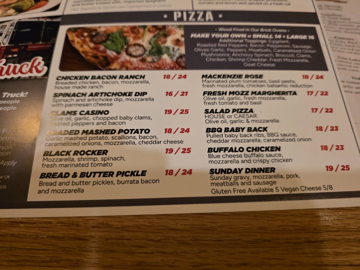 Fire Engine Pizza Co. 2 menu board