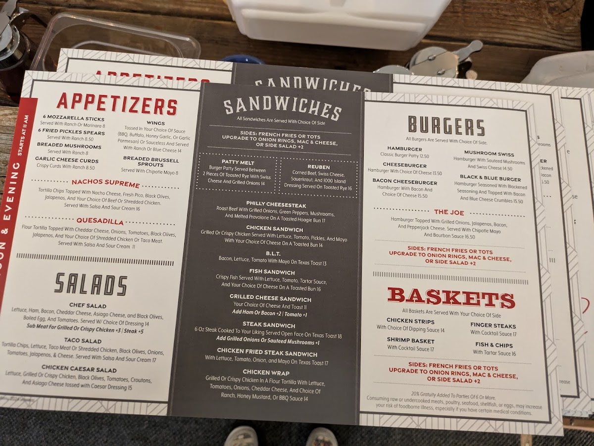 The Joseph Café with Iron Horse Saloon and Casino menu board
