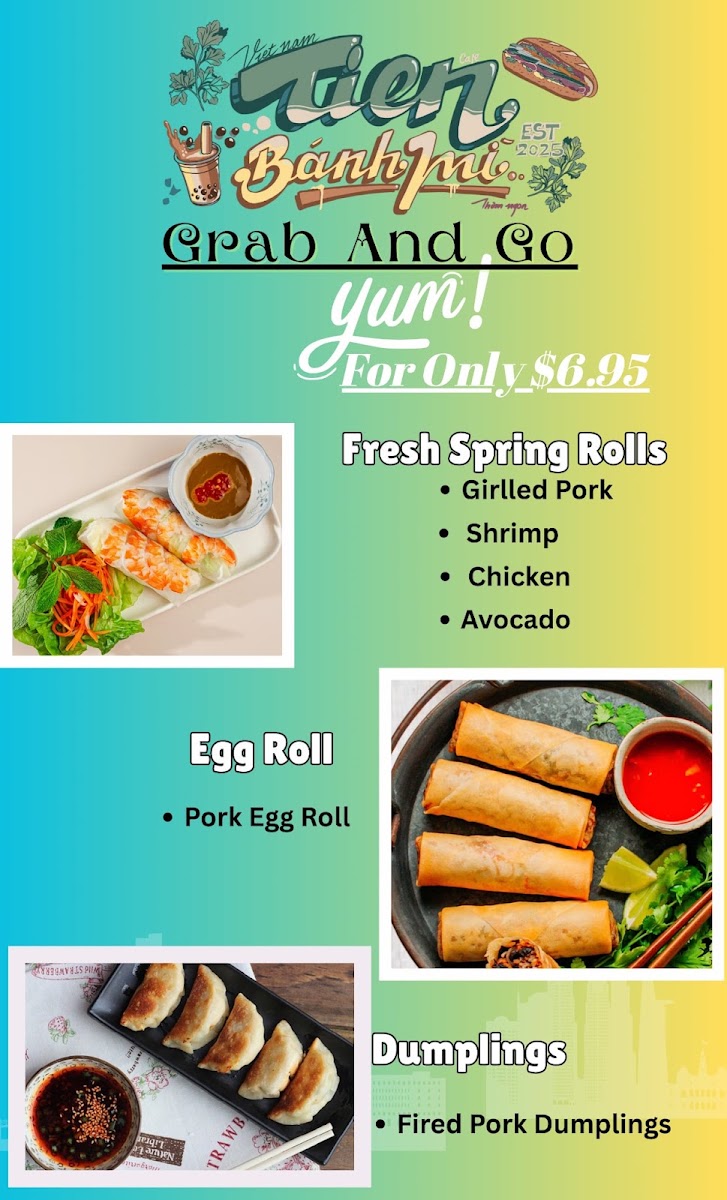 Tien Banh Mi & Boba menu board