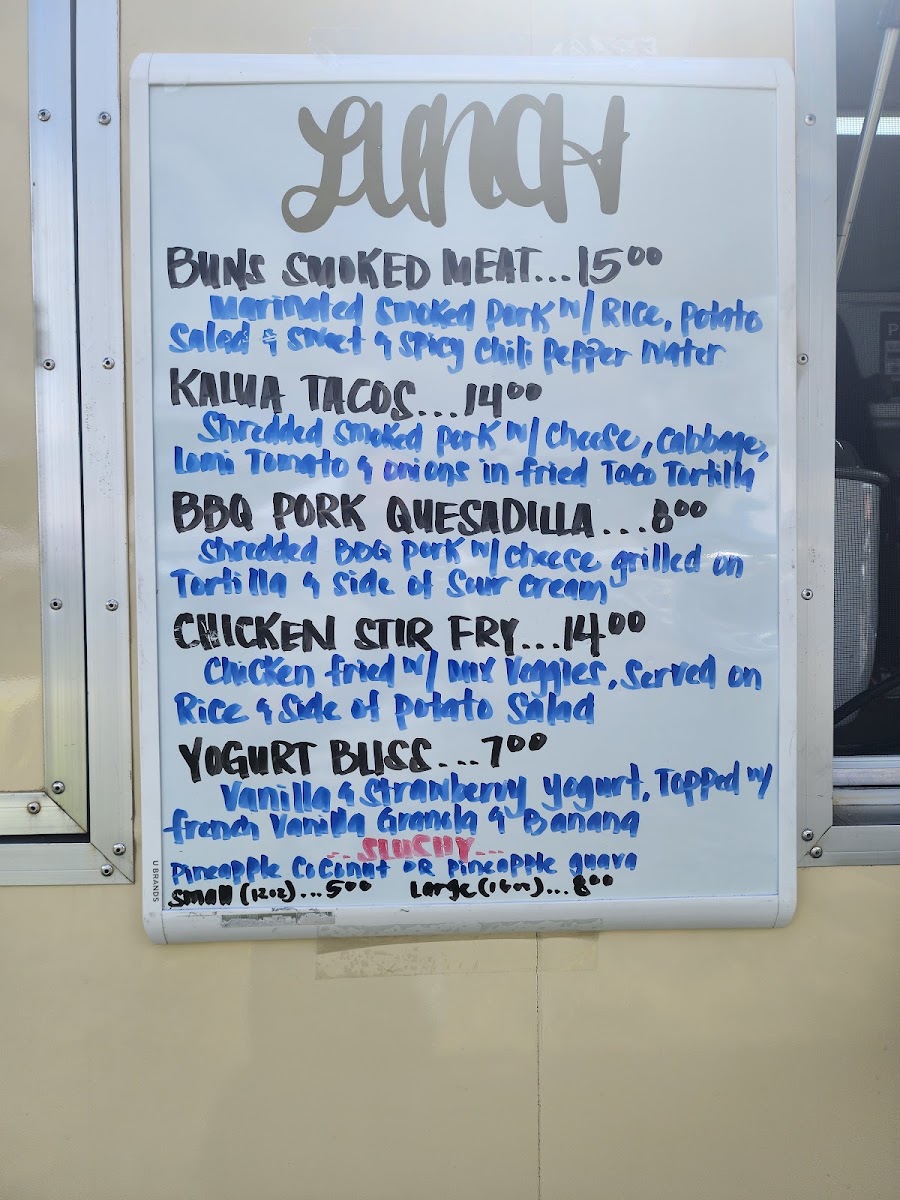Lacy's menu board
