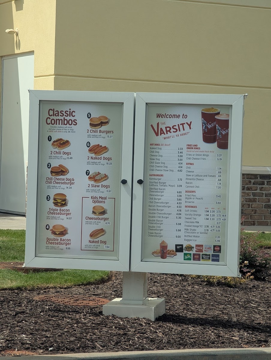 The Varsity menu board