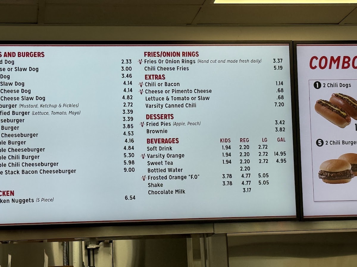 The Varsity menu board