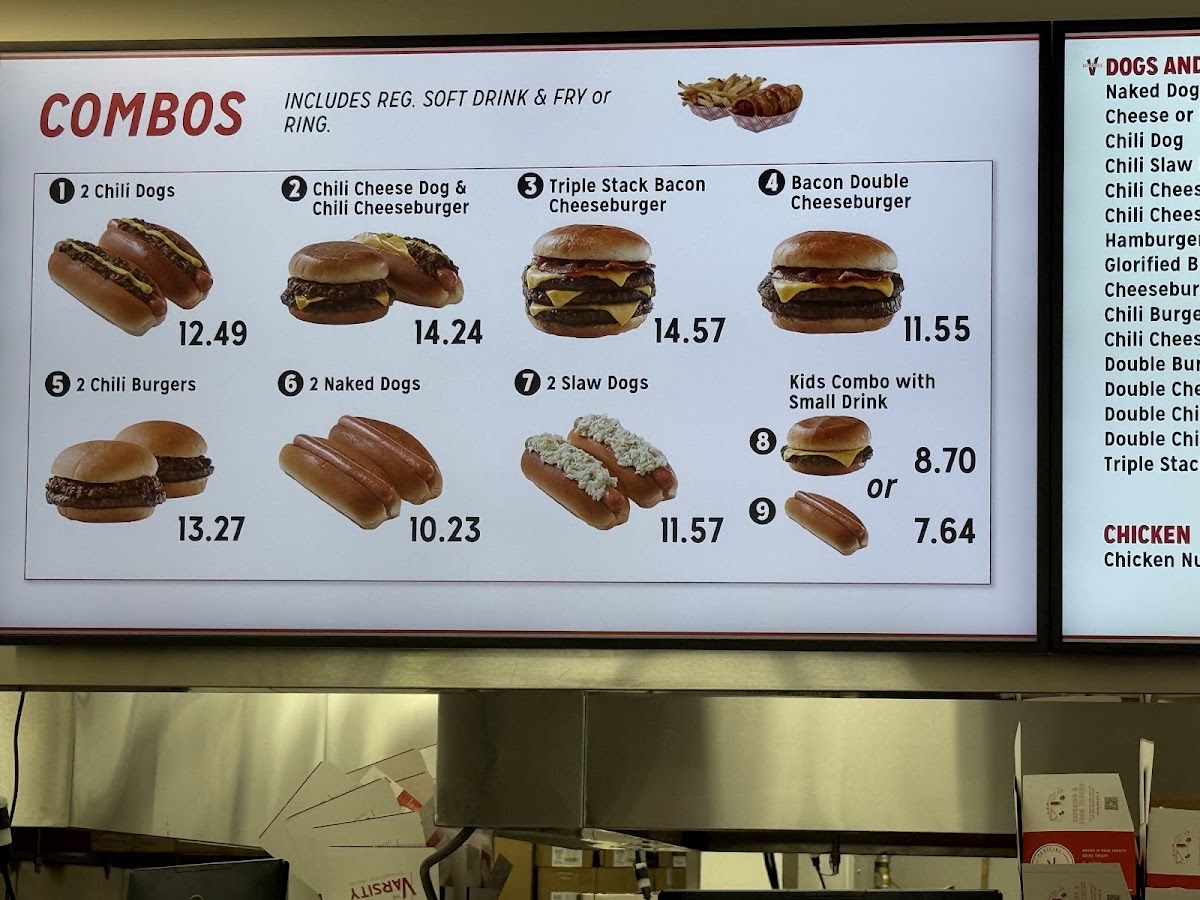 The Varsity menu board