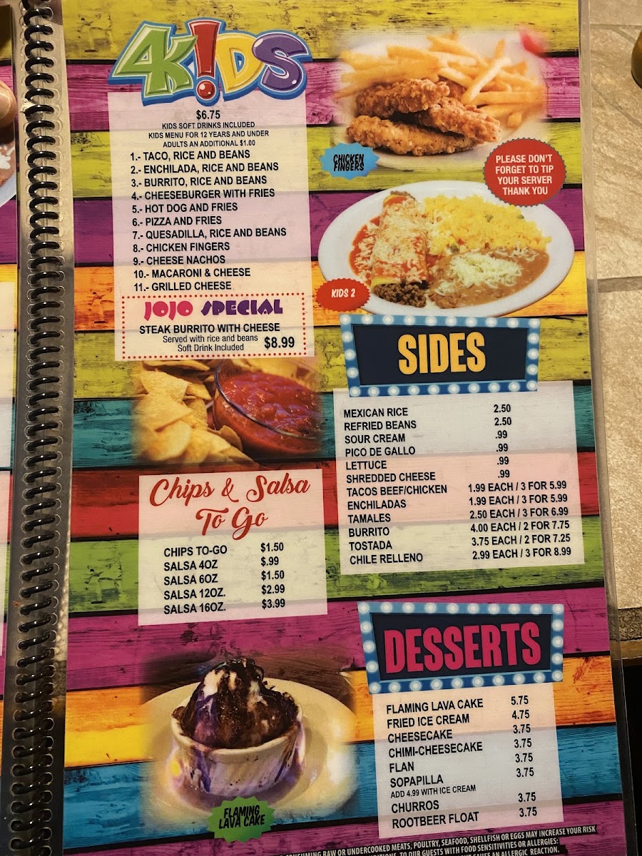 El Patio Mexican menu board