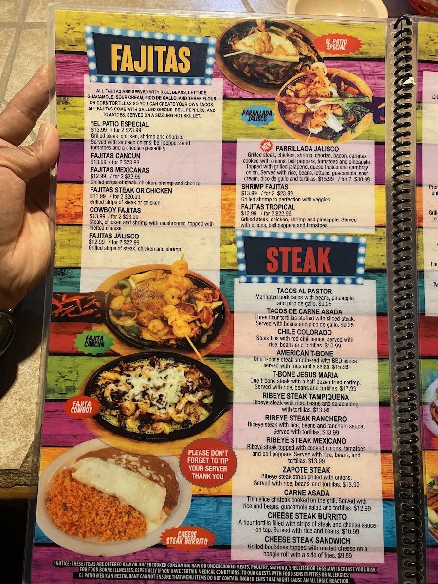 El Patio Mexican menu board