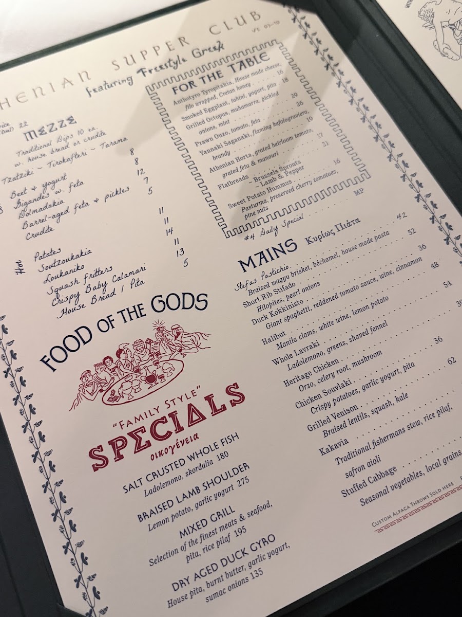House of Stefas menu board