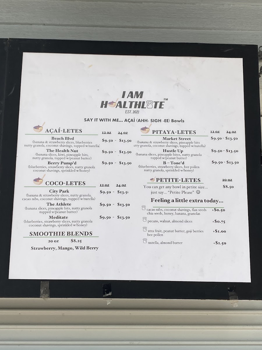 Sno Fro's menu board