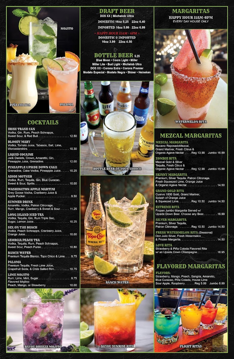 Lili's Tacos & Tequila menu board