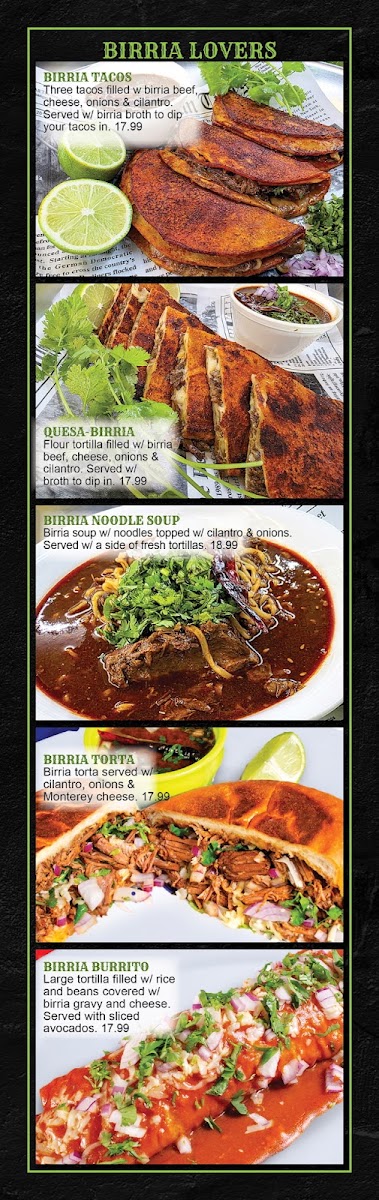 Lili's Tacos & Tequila menu board
