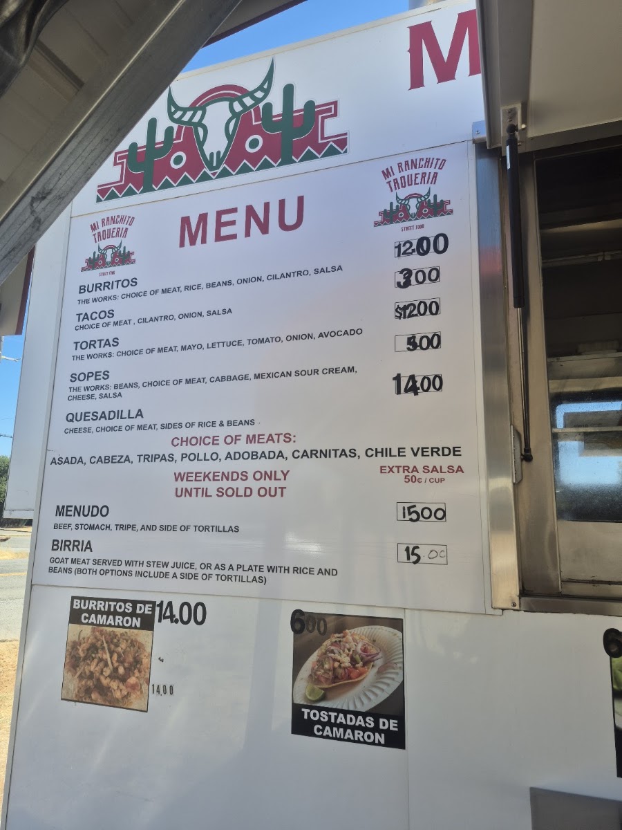 TACO TRUCK - MI RANCHITO menu board
