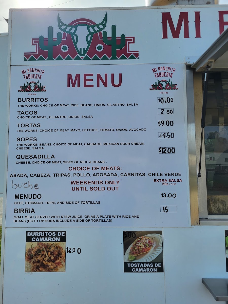 TACO TRUCK - MI RANCHITO menu board