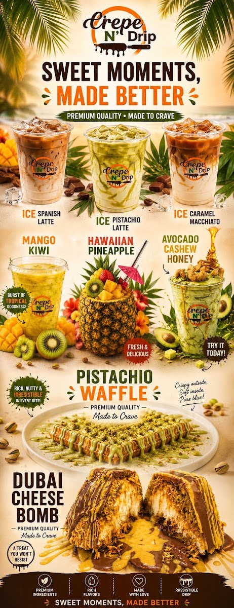 Crepe N Drip menu board