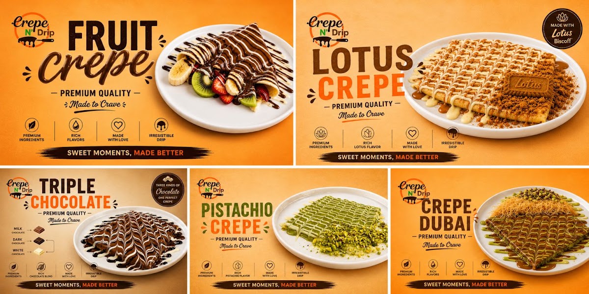 Crepe N Drip menu board