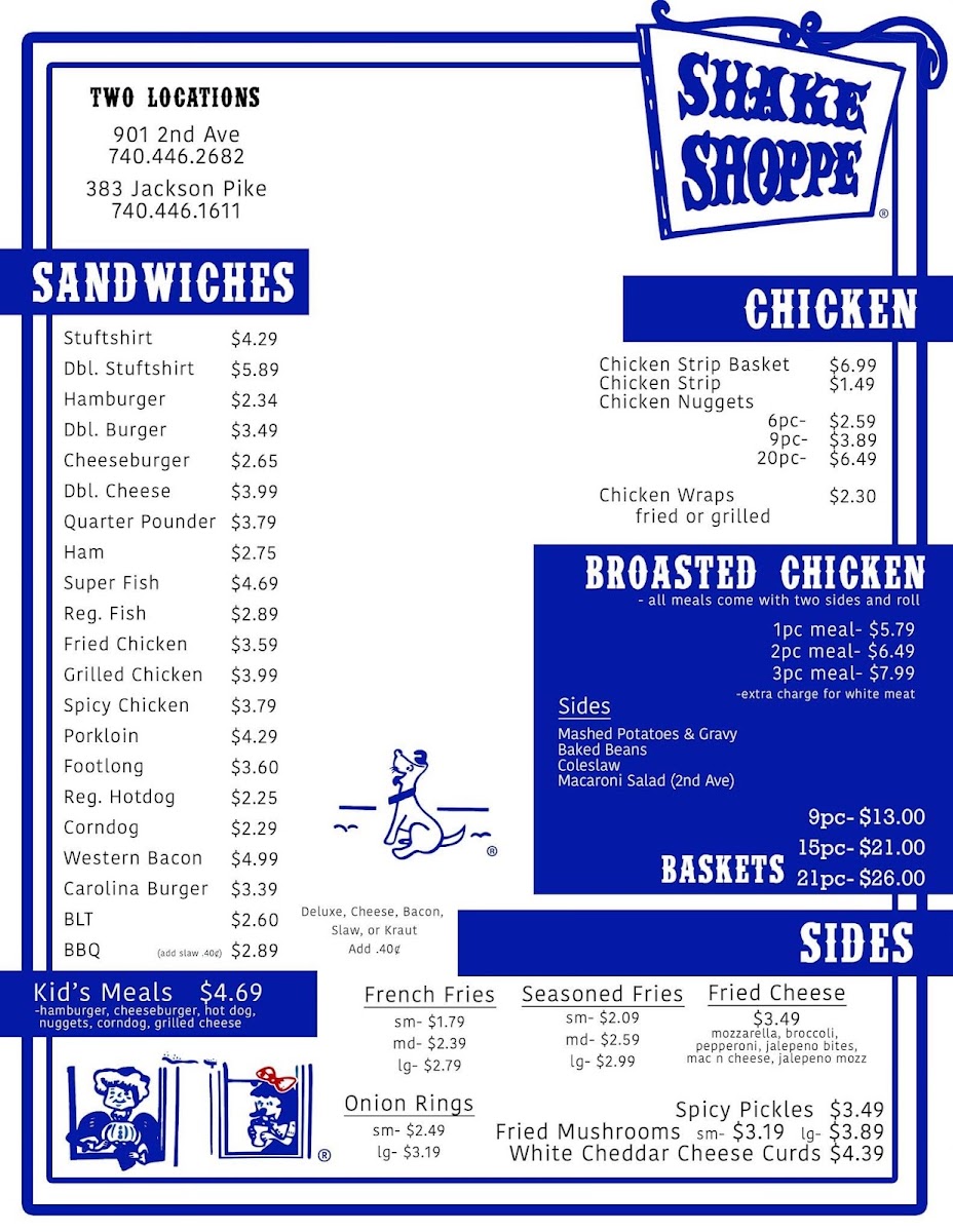 Shake Shoppe menu board